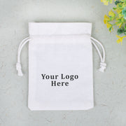 White Indian Cotton Jewelry Pouches, Small Coin Storage Bags, Cosmetic Packaging Pouches - CraftJaipur